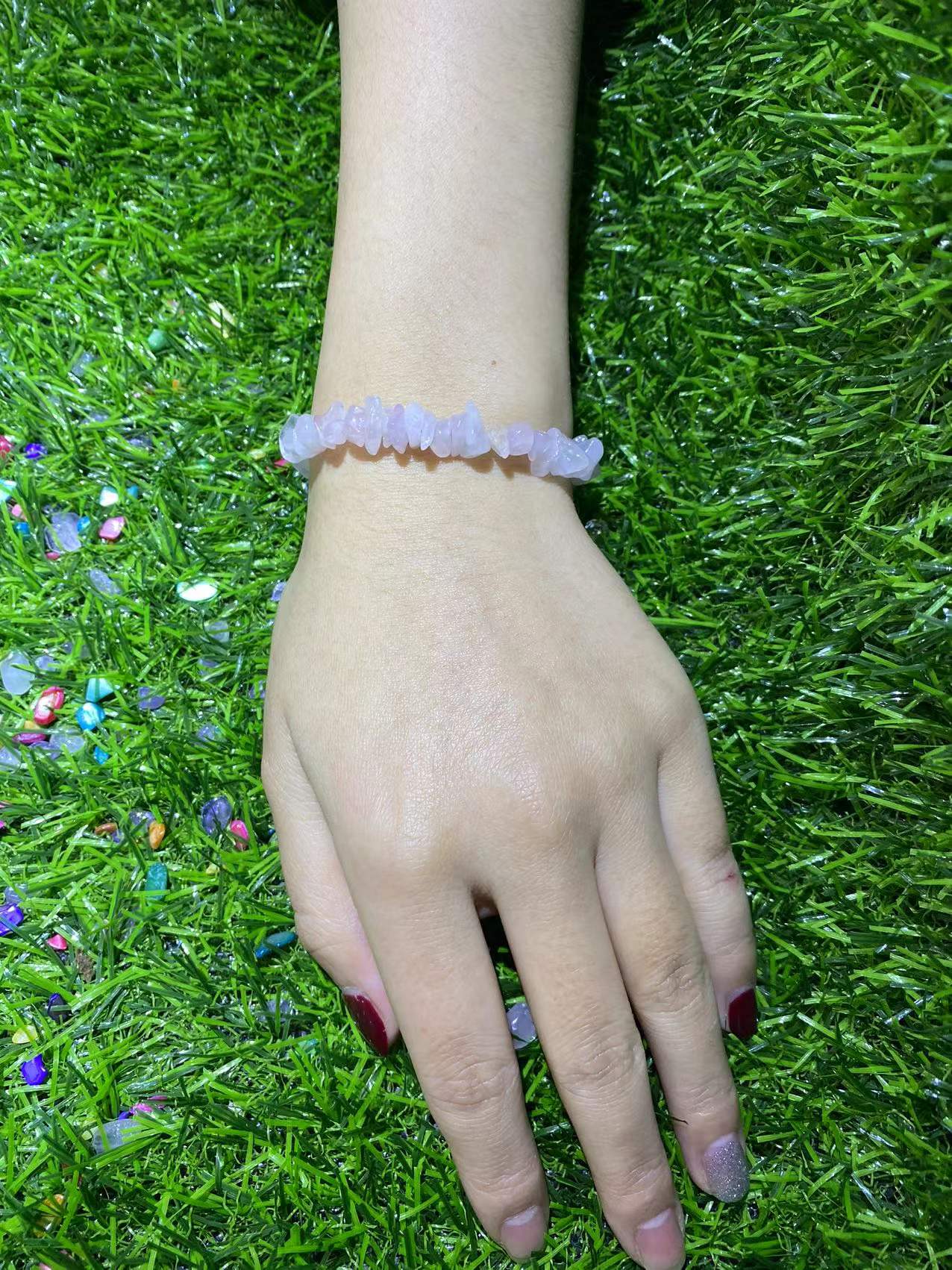 Pink Crystal Crushed Stone Bracelet FADKEYS pink-crystal-crushed-stone-bracelet-fadkeys