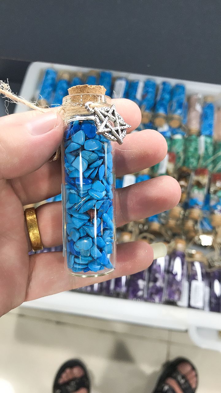 Crushed stone crystal bottle