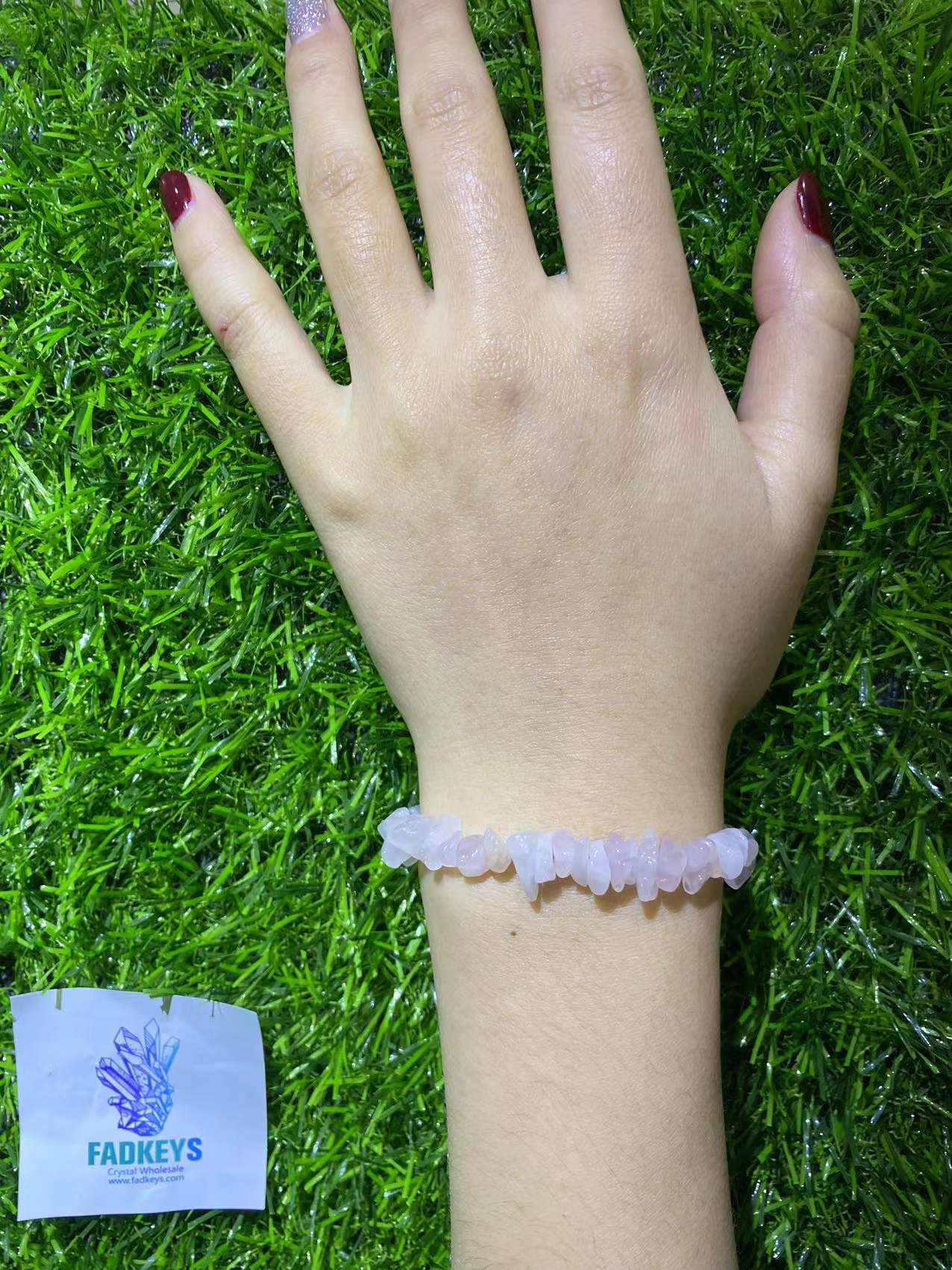 Pink Crystal Crushed Stone Bracelet FADKEYS pink-crystal-crushed-stone-bracelet-fadkeys