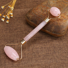 Load image into Gallery viewer, Natural gem 55*160 powder rose roller massage stick Jade face pusher facial eye beauty container
