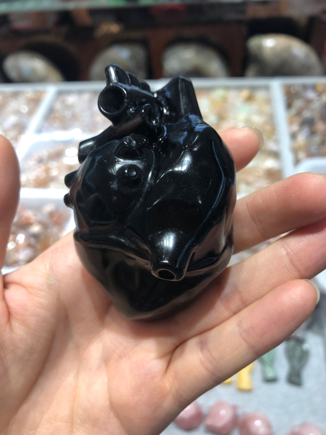 Rainbow obsidian human heart