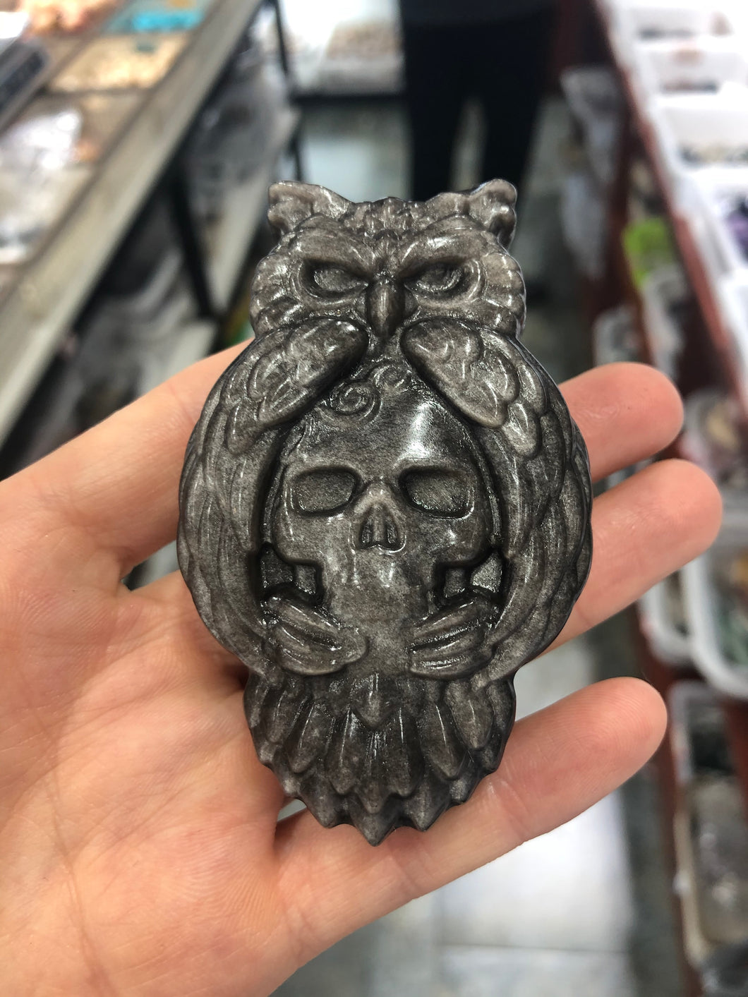 Silver owl skull