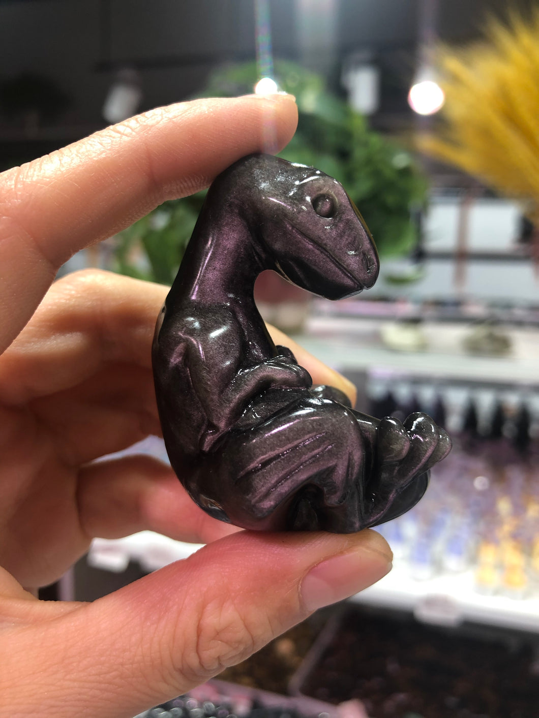 Silver obsidian dinosaur